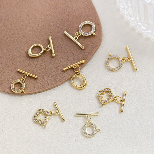 Copper Clad Gold Color Zirconium Handmade Jewelry Accessories Material For Belt Hanging Buckle Bracelet Necklace Earrings With Inlay Process