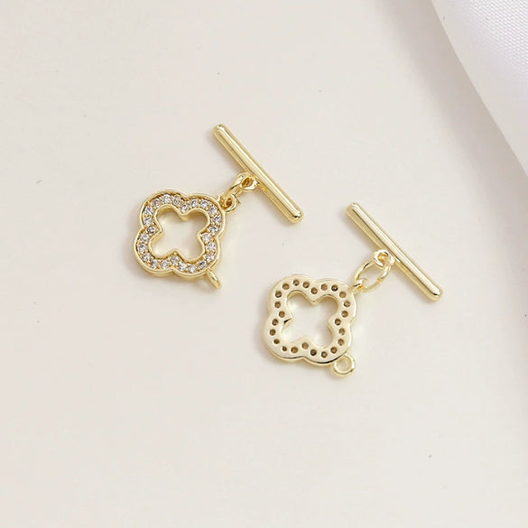 Copper Clad Gold Color Zirconium Handmade Jewelry Accessories Material For Belt Hanging Buckle Bracelet Necklace Earrings With Inlay Process