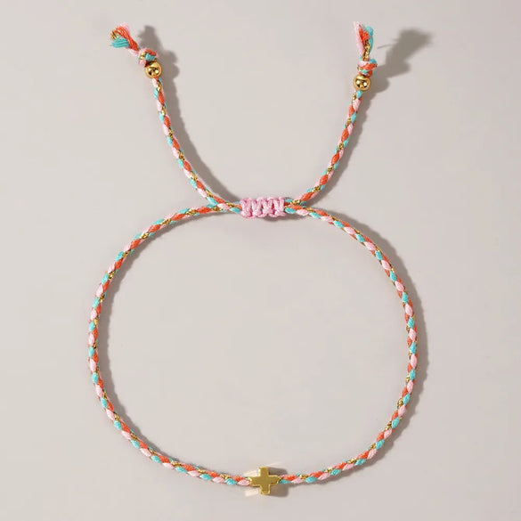 Copper Cross Drawstring Bracelets
