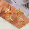 Copper Cross Earrings Microinlay Real Gold Electroplated Jewelry