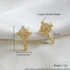 Copper Cross Earrings Microinlay Real Gold Electroplated Jewelry