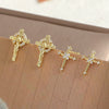 Copper Cross Earrings Microinlay Real Gold Electroplated Jewelry