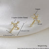 Copper Cross Earrings Microinlay Real Gold Electroplated Jewelry