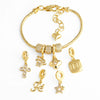 Copper Cross Star 18K Gold Plated Bracelet Simple Style Unisex