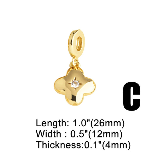Copper Cross Star 18K Gold Plated Bracelet Simple Style Unisex