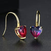 Copper Crystal Imitation Tourmaline Heart Ear Hook Earrings Simple Fashion Jewelry For Women