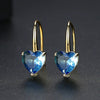 Copper Crystal Imitation Tourmaline Heart Ear Hook Earrings Simple Fashion Jewelry For Women
