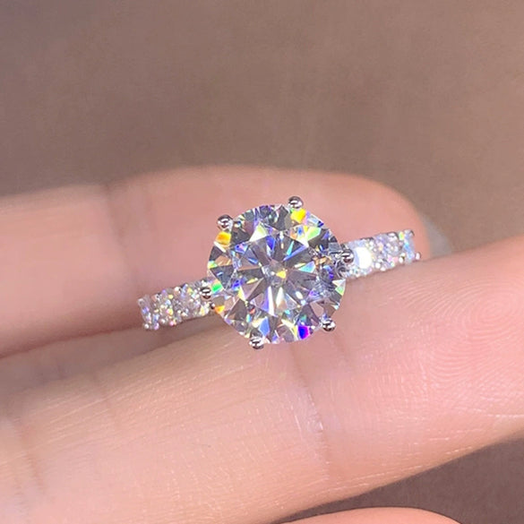 Copper Crystal Ring With Geometric Pattern Zircon Design And Platinum Plated For Unisex Jewelry