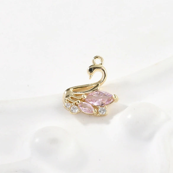 Copper Cygnet Pendant Jewelry Accessories Electroplated Hand Made With Sweet Powder Zirconium