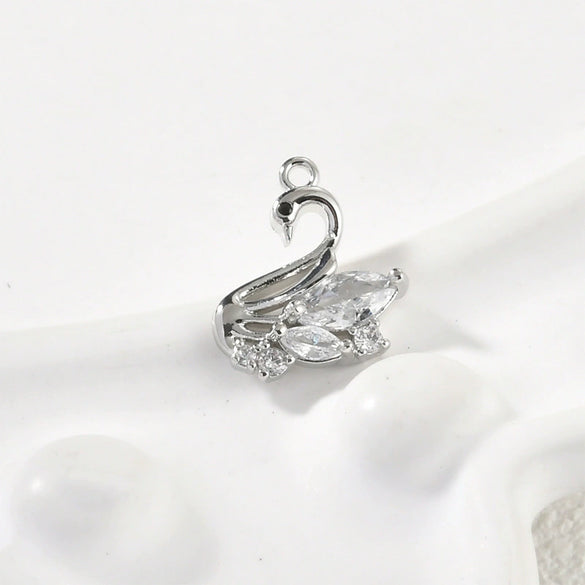 Copper Cygnet Pendant Jewelry Accessories Electroplated Hand Made With Sweet Powder Zirconium