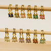 Copper December Birthstone Earrings With Ladder Square Rectangular Shape Electroplated For Women Elegant Fashion Allmatch