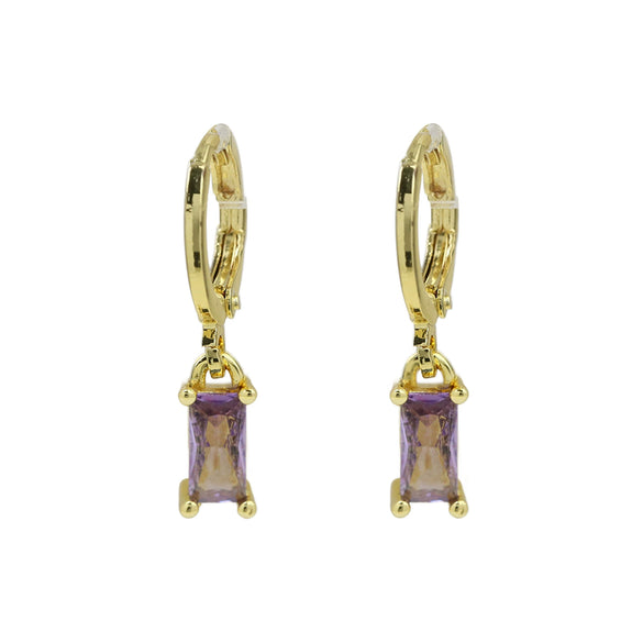 Copper December Birthstone Earrings With Ladder Square Rectangular Shape Electroplated For Women Elegant Fashion Allmatch