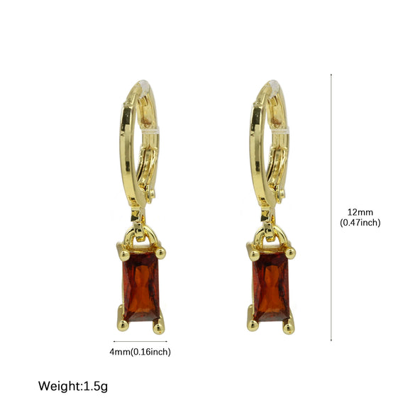 Copper December Birthstone Earrings With Ladder Square Rectangular Shape Electroplated For Women Elegant Fashion Allmatch