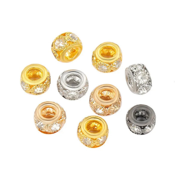 Copper Diamond Necklace Bracelet Bead Large Hole Bead Six Large Diamond Copper Bead Welding Drill Ring DIY Beaded Jewelry Accessories