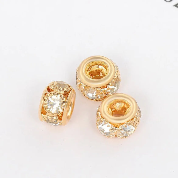 Copper Diamond Necklace Bracelet Bead Large Hole Bead Six Large Diamond Copper Bead Welding Drill Ring DIY Beaded Jewelry Accessories