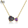 Copper Double Heart Pendant Necklace With Zircon Inlay Heart Design Clavicle Chain Jewelry