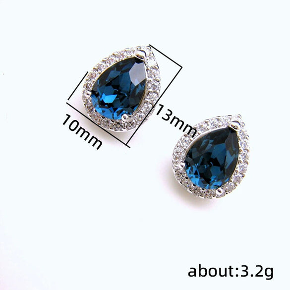 Copper Drop Shape Sapphire Earrings For Women Simple Style