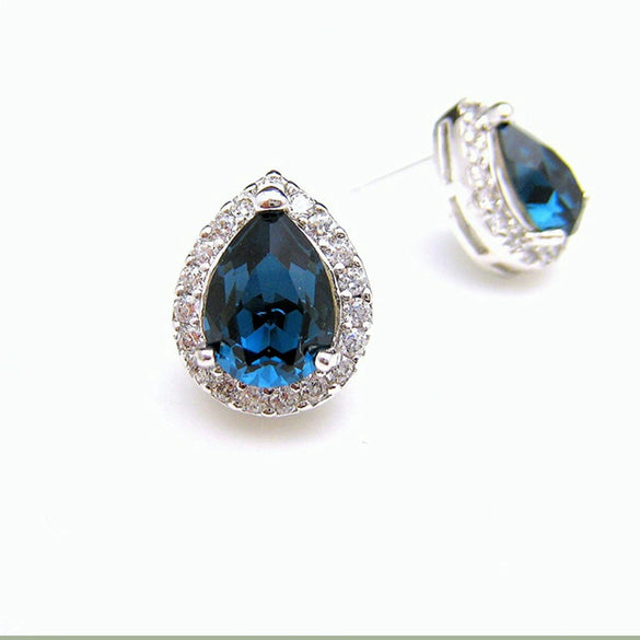 Copper Drop Shape Sapphire Earrings For Women Simple Style