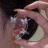 Copper Electroplated Butterfly Ear Clip Earrings Floral Inlay One Piece Ear Cuff Style For Women Without Pierced Ears