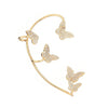 Copper Electroplated Butterfly Ear Clip Earrings Floral Inlay One Piece Ear Cuff Style For Women Without Pierced Ears
