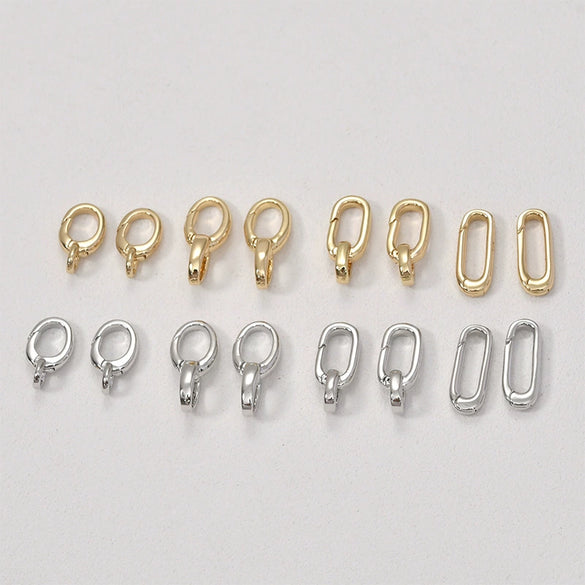 Copper Electroplated Chainshaped Lobster Clasp 8Shaped Spring Clasp Long Oval Tail Clasp Necklace