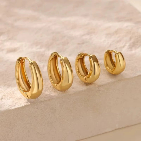 Copper Electroplated Circle Earrings Simple Geometric Unisex