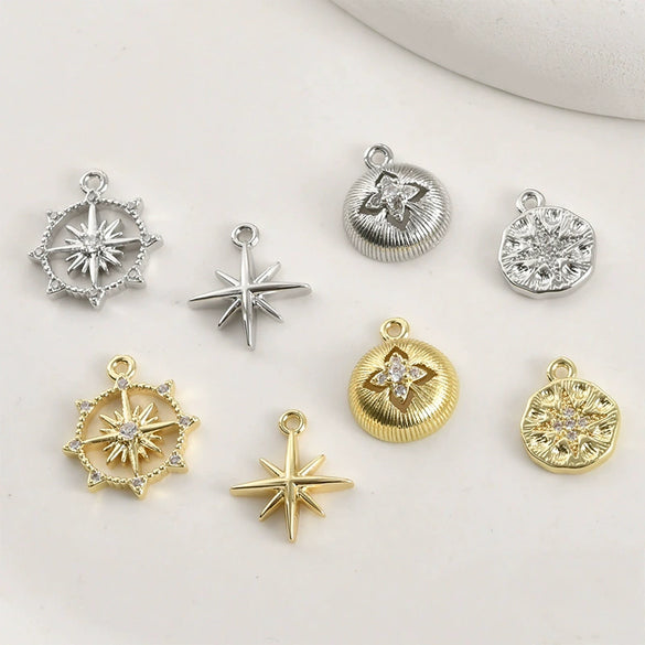 Copper Electroplated Colorpreserving Cross Star Sparkling Zircon Pendant Diy Handmade Jewelry Accessories