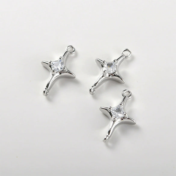 Copper Electroplated Colorpreserving Zirconium Double Hanging Star Pendant Jewelry Accessories Bracelet Necklace Earrings
