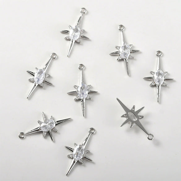 Copper Electroplated Colorpreserving Zirconium Double Hanging Star Pendant Jewelry Accessories Bracelet Necklace Earrings