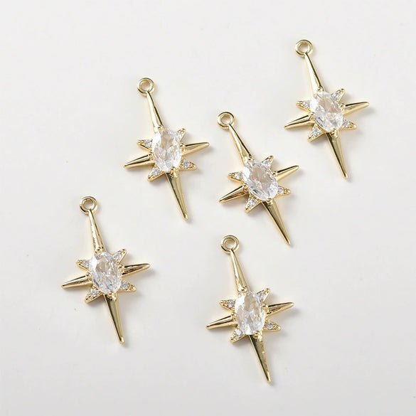Copper Electroplated Colorpreserving Zirconium Double Hanging Star Pendant Jewelry Accessories Bracelet Necklace Earrings