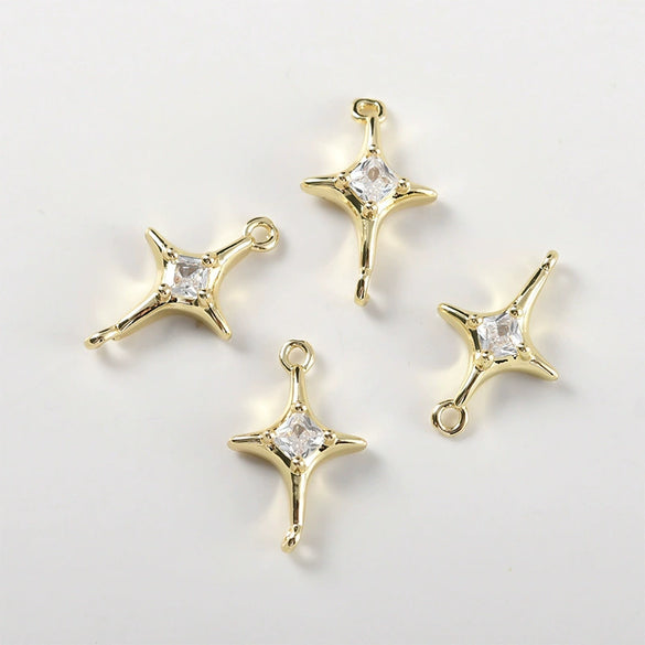 Copper Electroplated Colorpreserving Zirconium Double Hanging Star Pendant Jewelry Accessories Bracelet Necklace Earrings