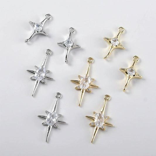 Copper Electroplated Colorpreserving Zirconium Double Hanging Star Pendant Jewelry Accessories Bracelet Necklace Earrings