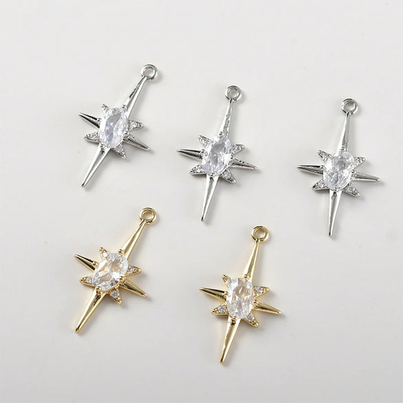 Copper Electroplated Colorpreserving Zirconium Double Hanging Star Pendant Jewelry Accessories Bracelet Necklace Earrings