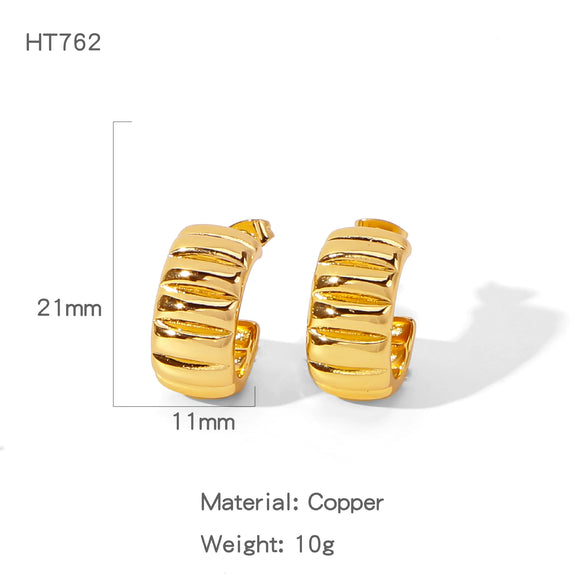 Copper Electroplated Creative Smooth Cshaped Heavy Industry Women's Earrings