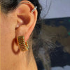 Copper Electroplated Creative Smooth Cshaped Heavy Industry Women's Earrings