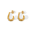 Copper Electroplated Creative Smooth Cshaped Heavy Industry Women's Earrings