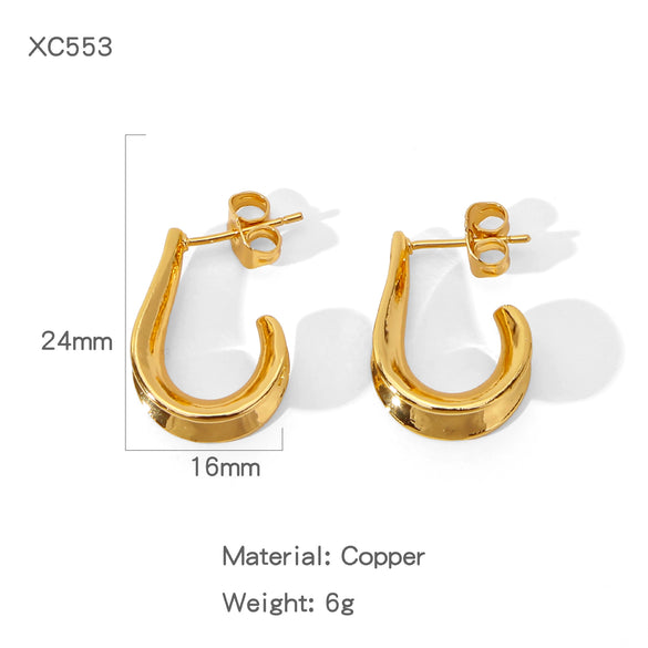 Copper Electroplated Creative Smooth Cshaped Heavy Industry Women's Earrings