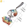 Copper Electroplated Crystal And Colorful Stone Heart And Round Tree Of Life Pendant Hanging Accessory With Floral Ancient Style