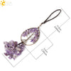 Copper Electroplated Crystal And Colorful Stone Heart And Round Tree Of Life Pendant Hanging Accessory With Floral Ancient Style