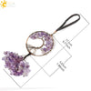 Copper Electroplated Crystal And Colorful Stone Heart And Round Tree Of Life Pendant Hanging Accessory With Floral Ancient Style