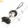 Copper Electroplated Crystal And Colorful Stone Heart And Round Tree Of Life Pendant Hanging Accessory With Floral Ancient Style