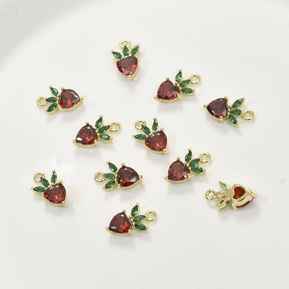 Copper Electroplated Fruit Grape Pineapple Strawberry Zircon Pendant Jewelry Accessories