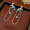 Copper Electroplated Geometric Bow Tassel Women's Earrings