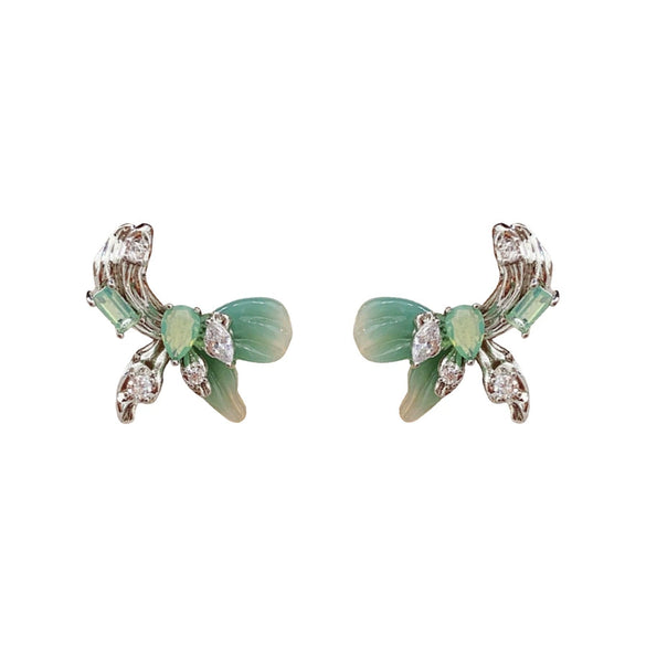 Copper Electroplated Geometric Bow Tassel Women's Earrings