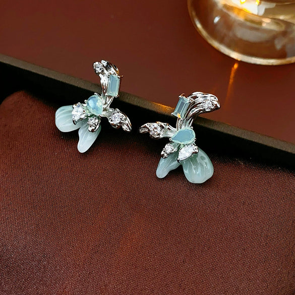 Copper Electroplated Geometric Bow Tassel Women's Earrings