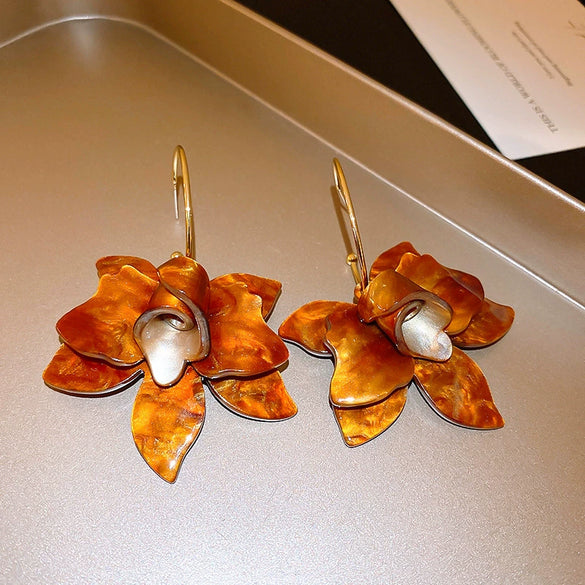 Copper Electroplated Geometric Bow Tassel Women's Earrings