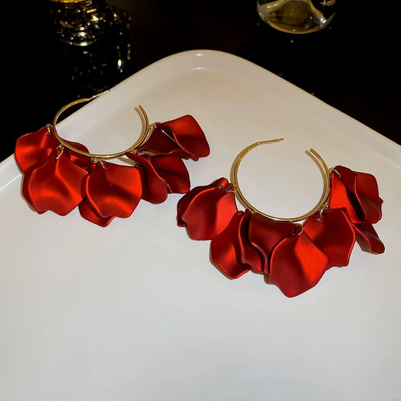 Copper Electroplated Geometric Bow Tassel Women's Earrings