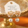 Copper Electroplated Geometric Flower Pearl Women's Earrings