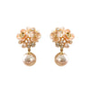 Copper Electroplated Geometric Flower Pearl Women's Earrings