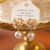 Copper Electroplated Geometric Flower Pearl Women's Earrings